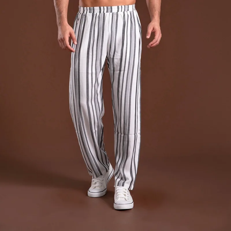 

Men's Stand Pocket Elegant Straight Leg Pants Elastic Waist Model Stripe Party Trousers Plus Size 3xl Mens Fashion Sweatpants
