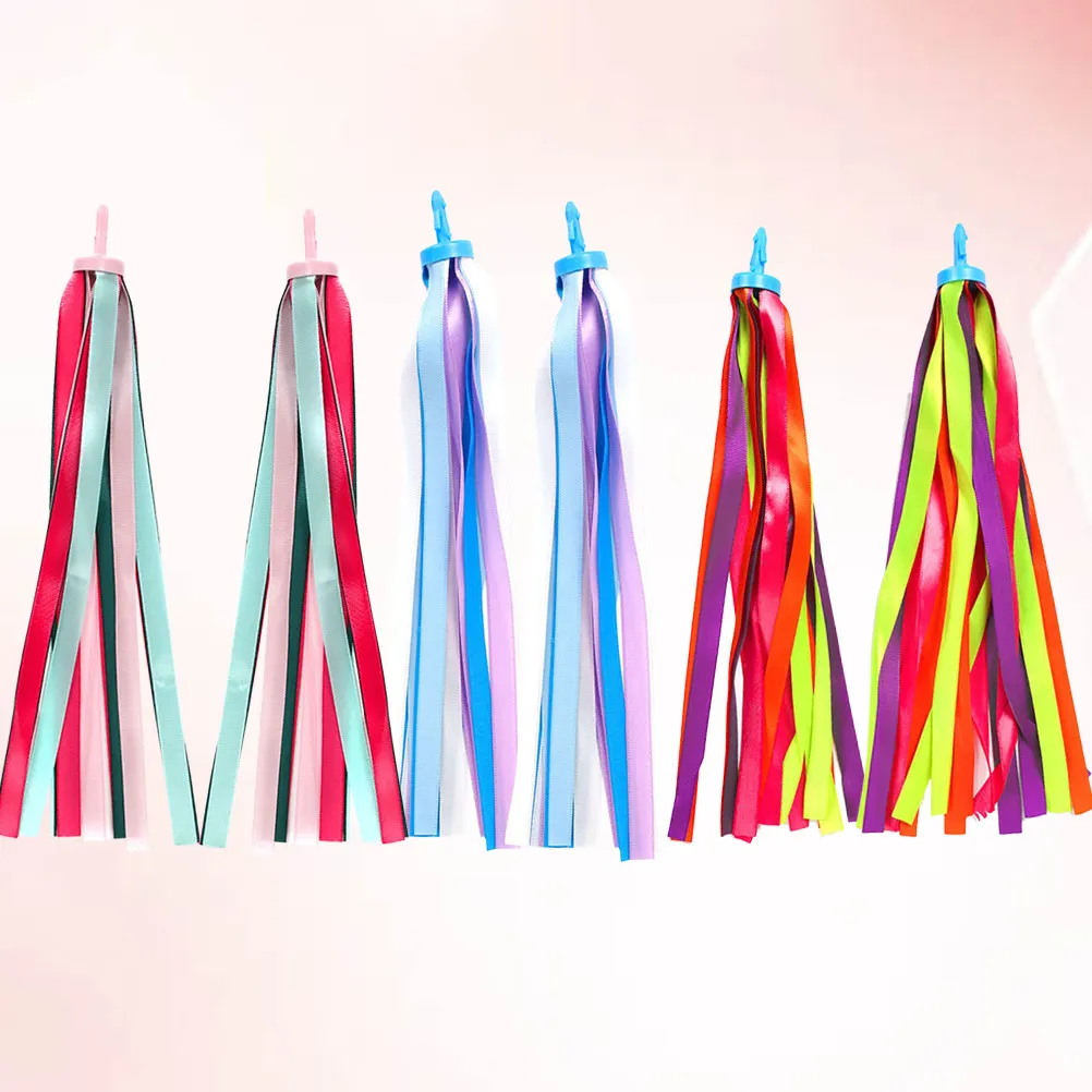 

3 пары разноцветных лент для руля велосипеда/самоката, декоративные бахромы, аксессуары для балансировочных машинок, яркий блеск