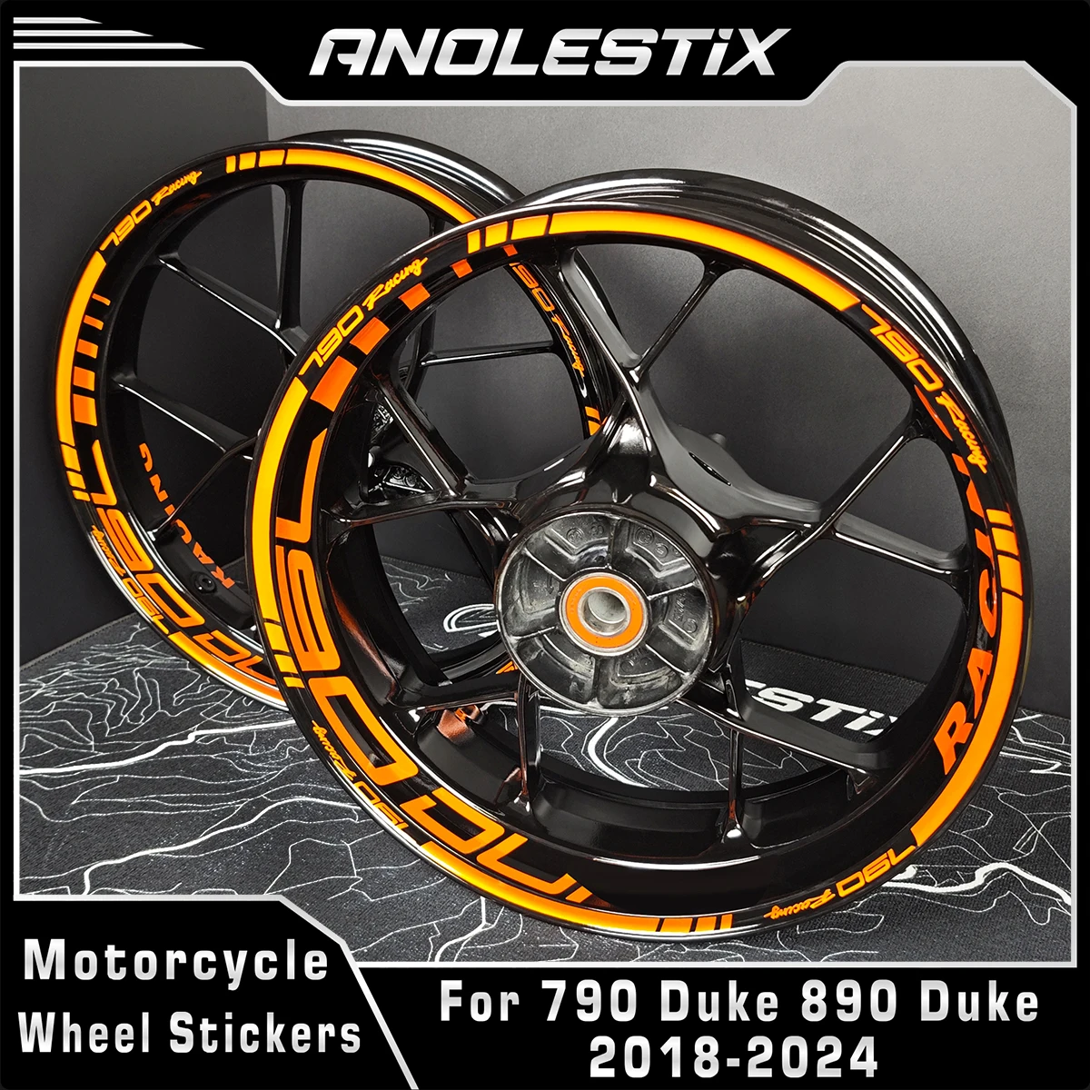 

AnoleStix Reflective Motorcycle Wheel Sticker Hub Decals Rim Stripe Tape For KTM 790 Duke 890 Duke 2018-2024