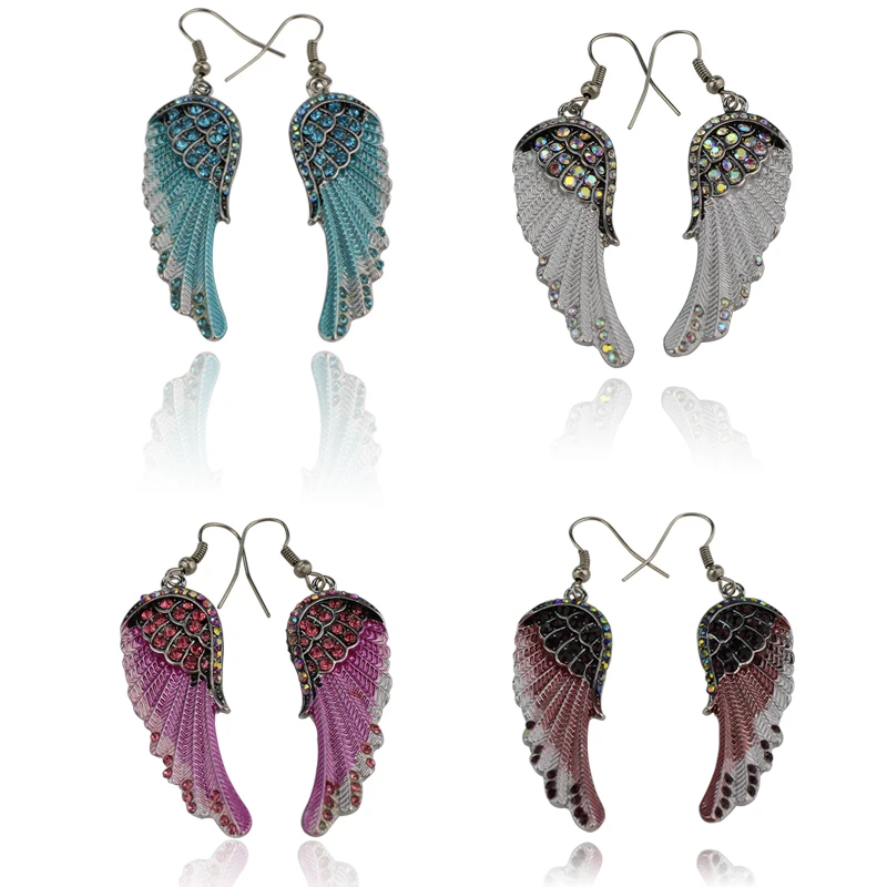 Vintage Angel Wings Earrings For Women Retro Feather Dangle Earrings Fashion Ear Party Jewelry Gift