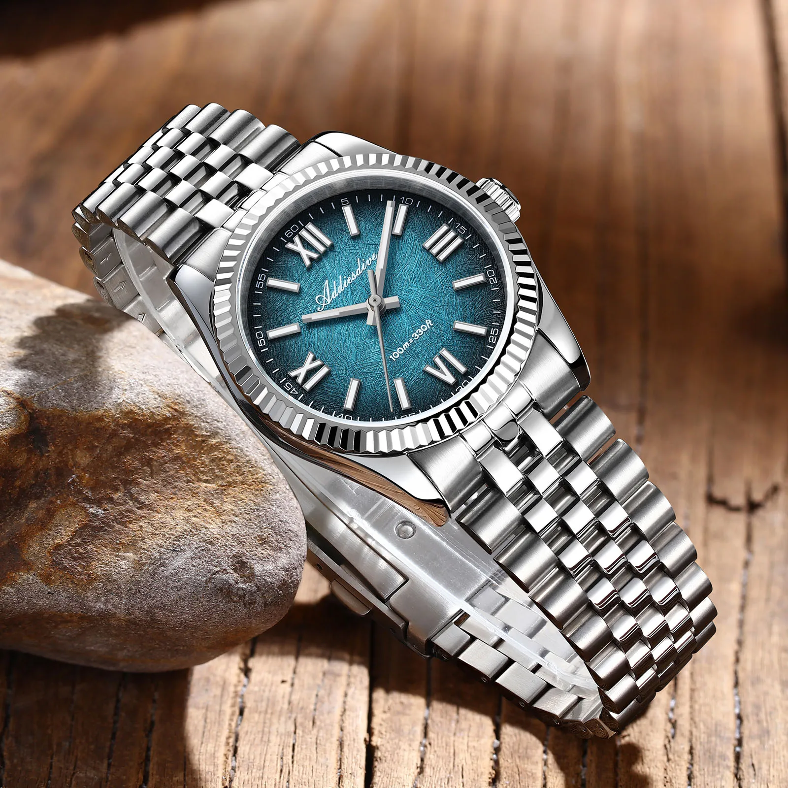 

ADDIESDIVE 36mm Men's Watch Sapphire AR Coated 100m Waterproof New Quartz Watches BGW9 Luminous VH31 Diving Watch for Men AD2512