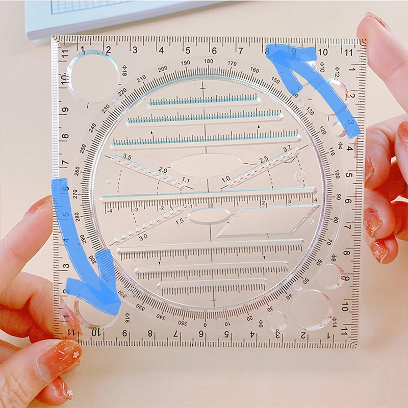 Regla de dibujo geométrica de ángulo de elipse, regla de dibujo multifuncional, fabricante de círculos