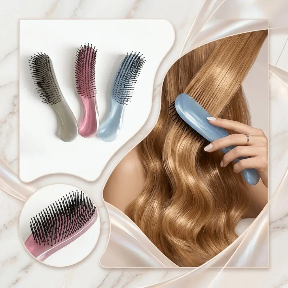 Curved Shape Massage Hair Comb Dual Layer Teeth Matte Grip Detangling Hair Brush Smooth Detangling Portable Scalp Massage Brush