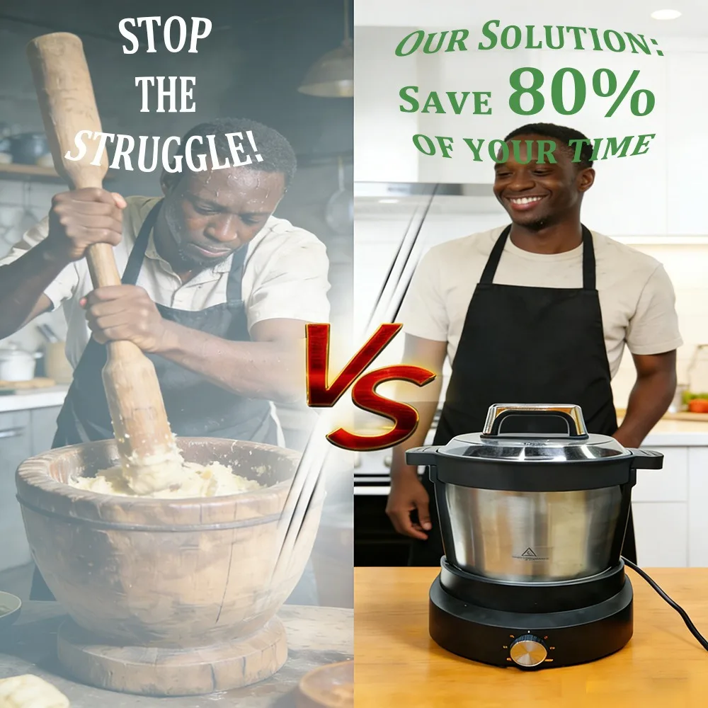 6L/12L Household Commercial Swallow Maker Africa 800W Cooking Mixing Pounded Yam Fufu Machine Premium 220V Swallow Banku Maker view 2
