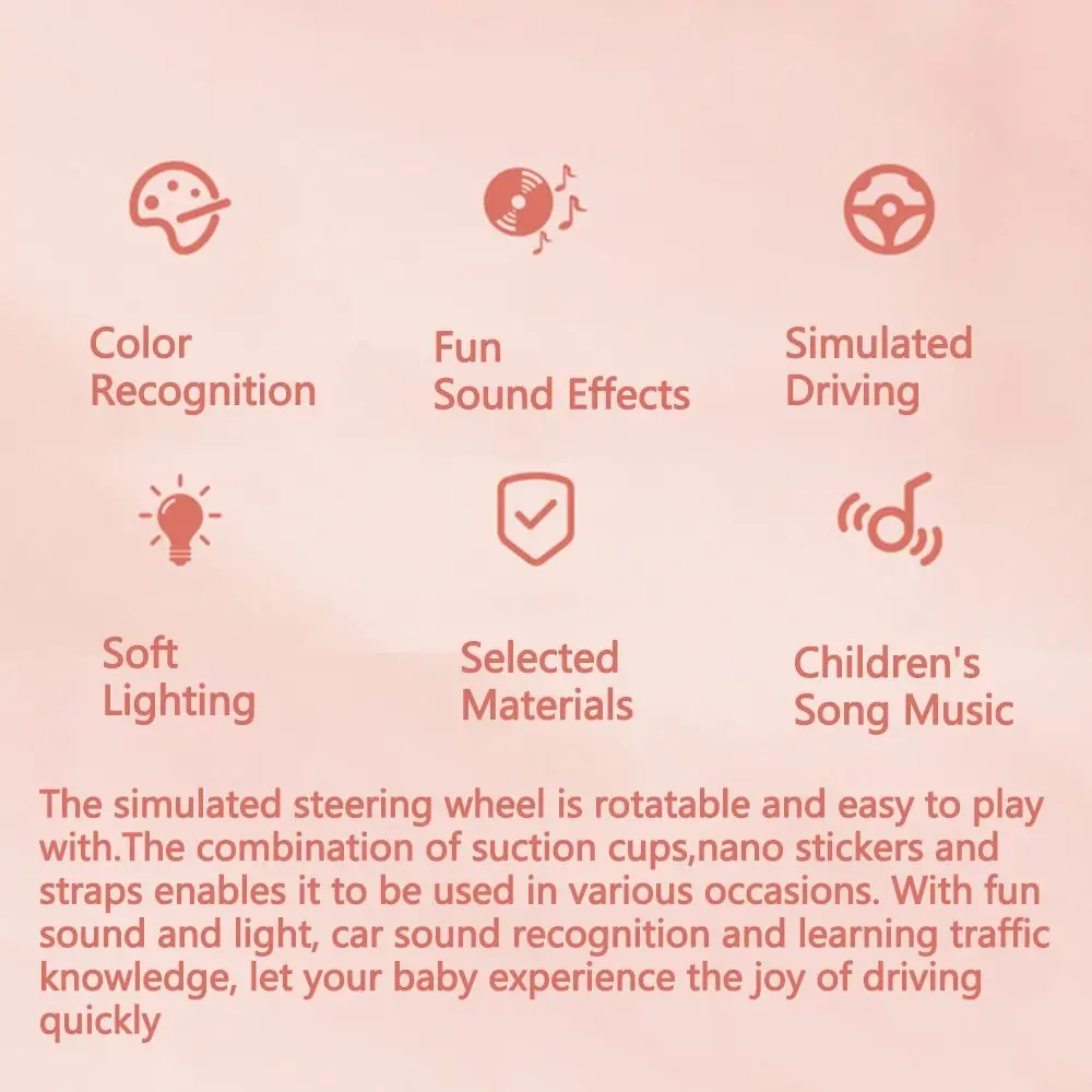 Volante criativo engraçado 360 °   Rotação simular carro de condução montessori som e luz simulador de condução educacional