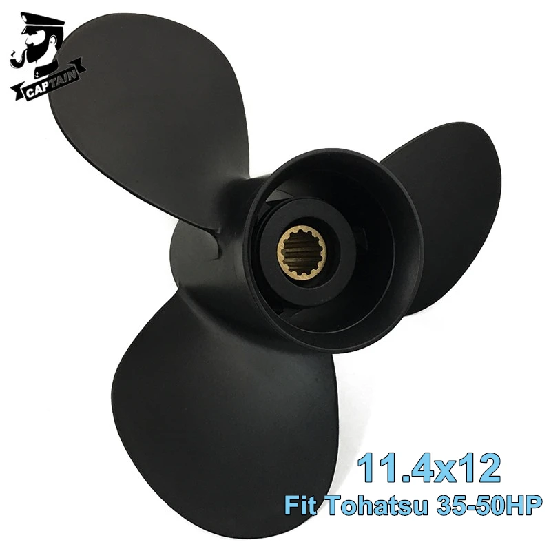 Captain Boat Outboard Propeller 11.4x12 Fit Tohatsu Engines 35HP 40HP 50HP MFS40A MFS50A Aluminum 3T5B64525-0 13 Tooth Spline RH