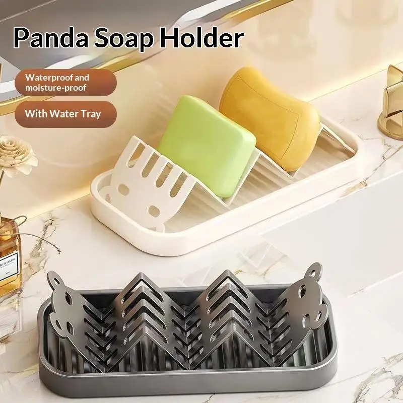 

Modern Stainless Steel Soap Dish Self Draining Ceramic Tray Water Resistant for Bathroom Vanities and Kitchens