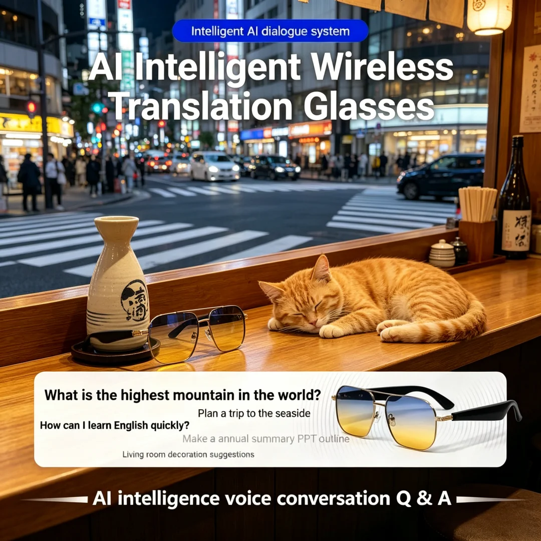 

Luminiferous AI Smart Glasses Wireless Call Headset 2 In 1 Intelligent Translation Music Playing Sunglasses Voice Assistant