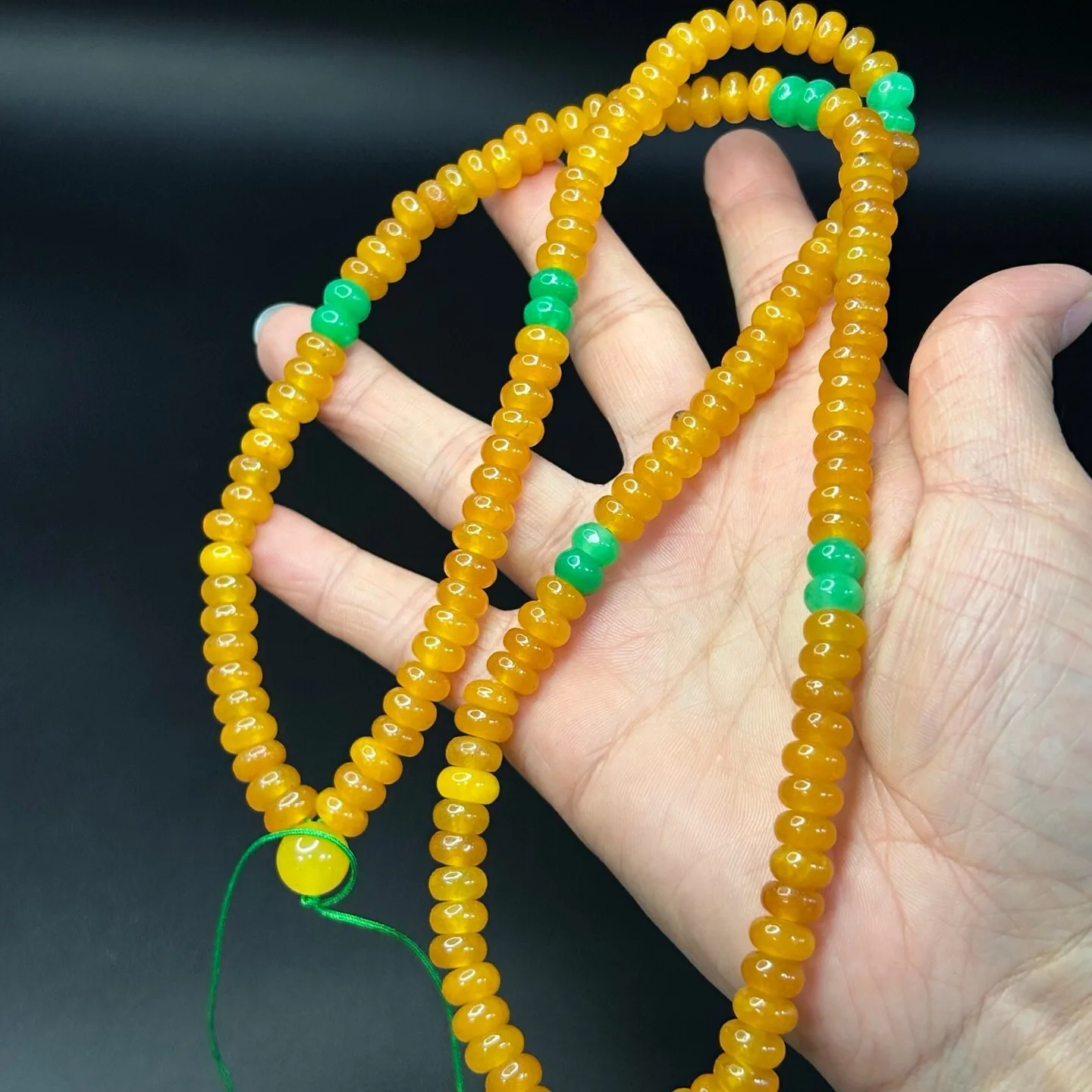 AAA Real Natural yellow Burmese jade Jadeite 108 Beads Necklaces & Pendants