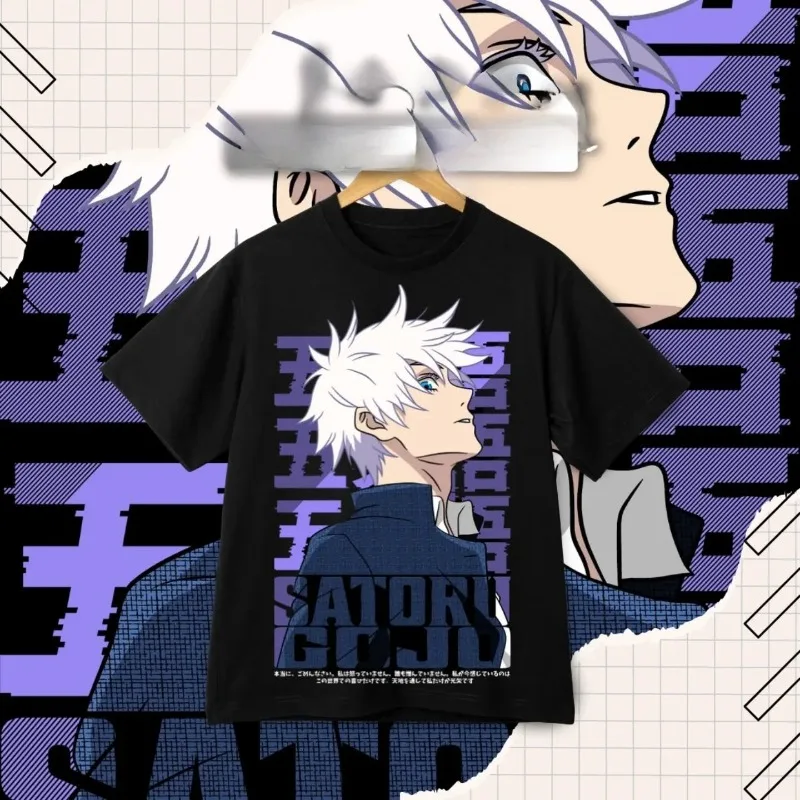 

Футболка Jujutsu Kaisen, мужская летняя футболка с половиной рукавов Fushiguro Megumi Gojo Satoru Tiger Stick Hisahi Surrounding Clothes Tide