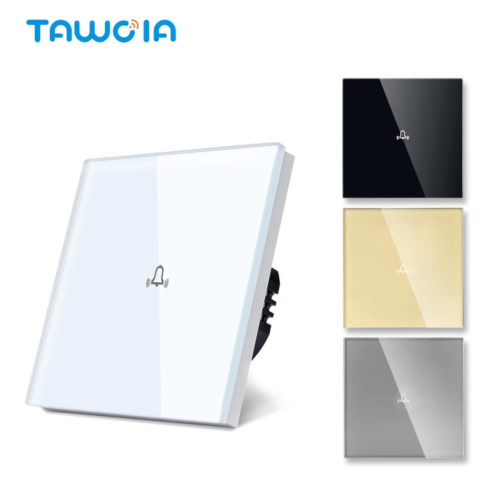 Tawoia campanello Touch Switch Standard ue 4 colori pannello in cristallo retroilluminazione a LED interruttore campanello per porte 86*86mm