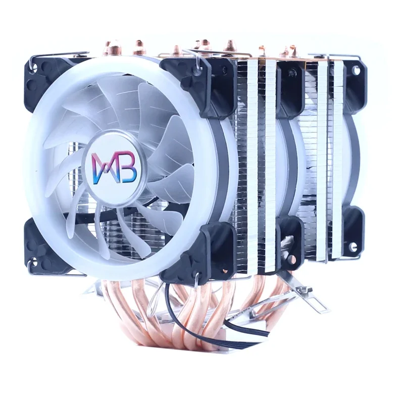 Enfriador de CPU de 6 tubos de calor RGB X79 X99 3Pin PWM 4Pin Quiet para Intel LGA 1150 1151 1155 1200 1366 2011 AMD AM3 AM4 Ventilador
