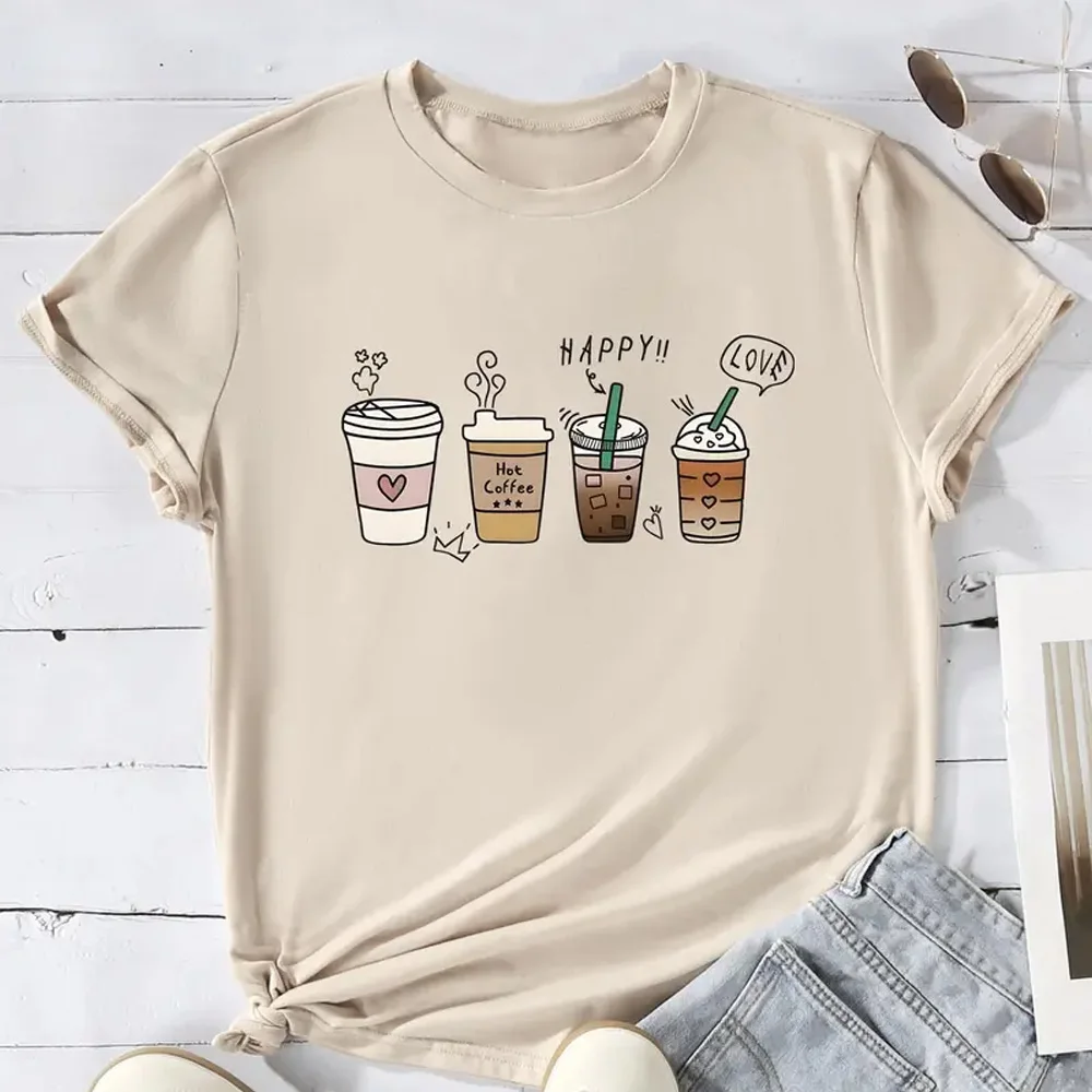 Women's T-shirt Loose Round Neck Top Party Clothing Trend Print Pattern Comfortable Short Sleeved Women's Fashion T-shirt Top