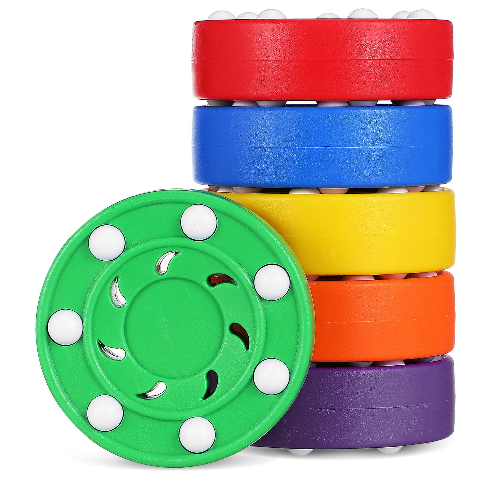 6 pçs conjunto de treinamento de discos de roda de hóquei no gelo ao ar livre indoor prática rolo estável alta visibilidade durável bolas de hóquei para habilidade