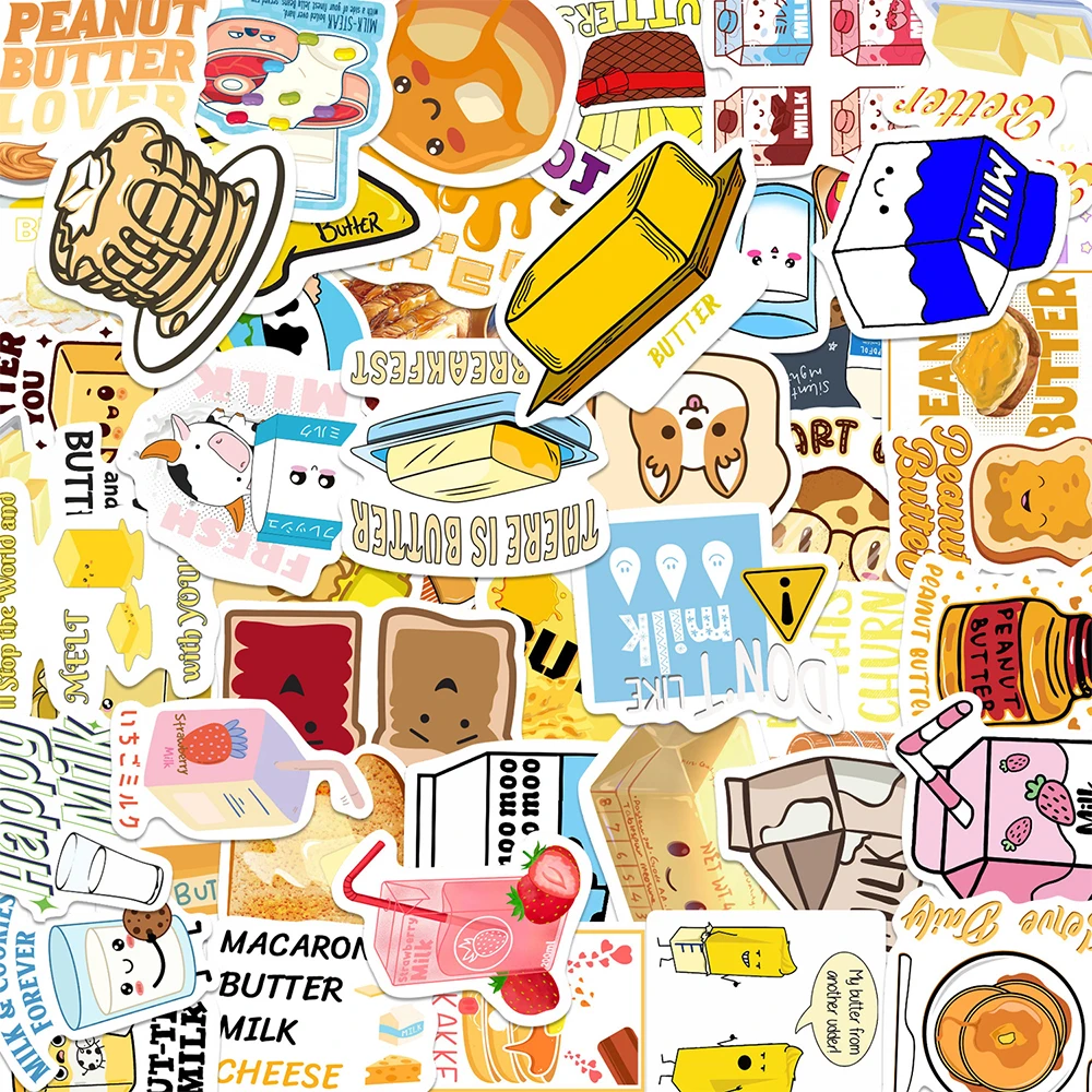 

10/30/50Pcs Cute Cartoon Snacks Drinks Stickers Waterproof Graffiti Laptop Luggage Waterproof Kawaii Decals Toys Gifts