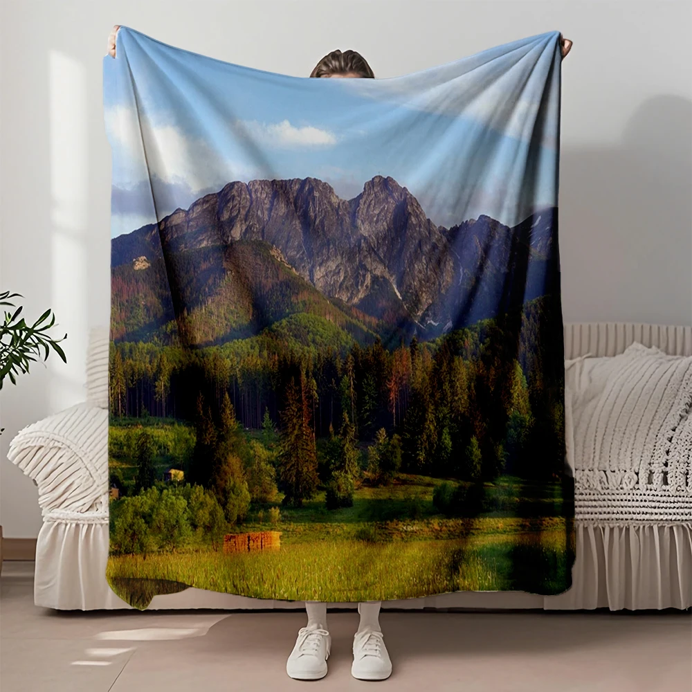

Flannel Soft Blanket Giewont Mountain Poland For Picnic Dormitory Bohemian Reversible Blanket Durable Machine-washable Blankets