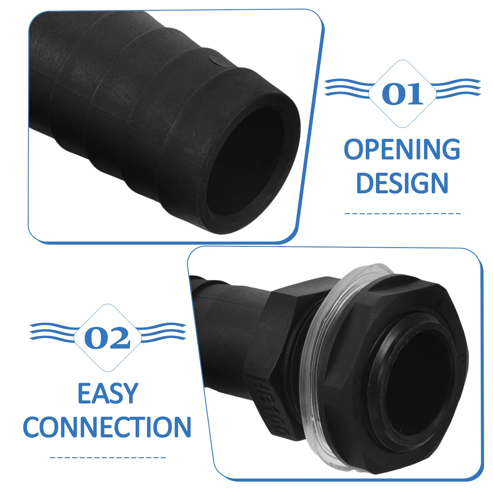 2pcs Bulkhead Fittings Water Tank Connector Adapter For Garden Hose Rain Barrels Aquarium Tub Container Threaded Plastic