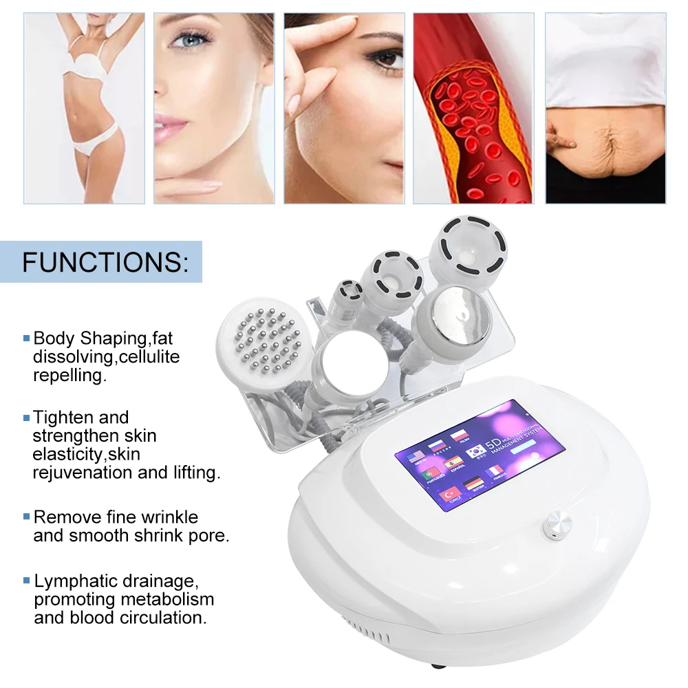 New 120K Cavitation Machine 6 in 1 Vacuum Body Sculpting Facial Lifting Beauty Device Fat Removal  Anti Cellulite Salon Device