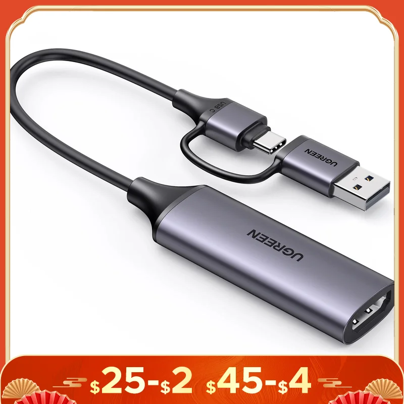 UGREEN HDMI Video Capture Card 1080P @ 60Hz HDMI naar USB Type C Video Grabber Box voor PC Computer Camera Live Streaming Record