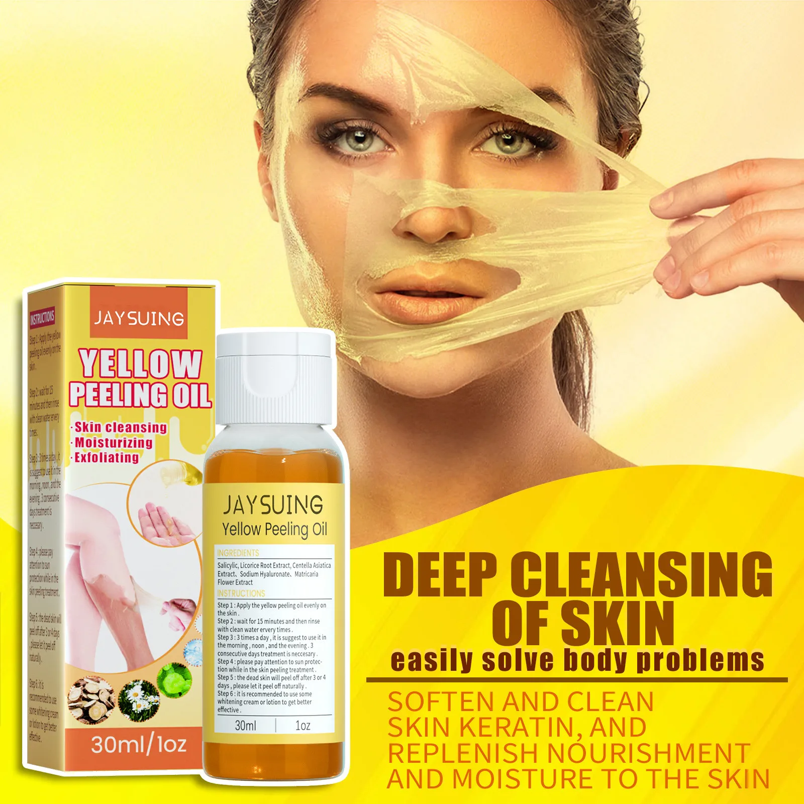 Yellow Peeling Oil Dark Skin Remover Hand Feet Leg Brightening Moisturizing Nourishing Smooth Deep Cleaning Exfoliating Serum