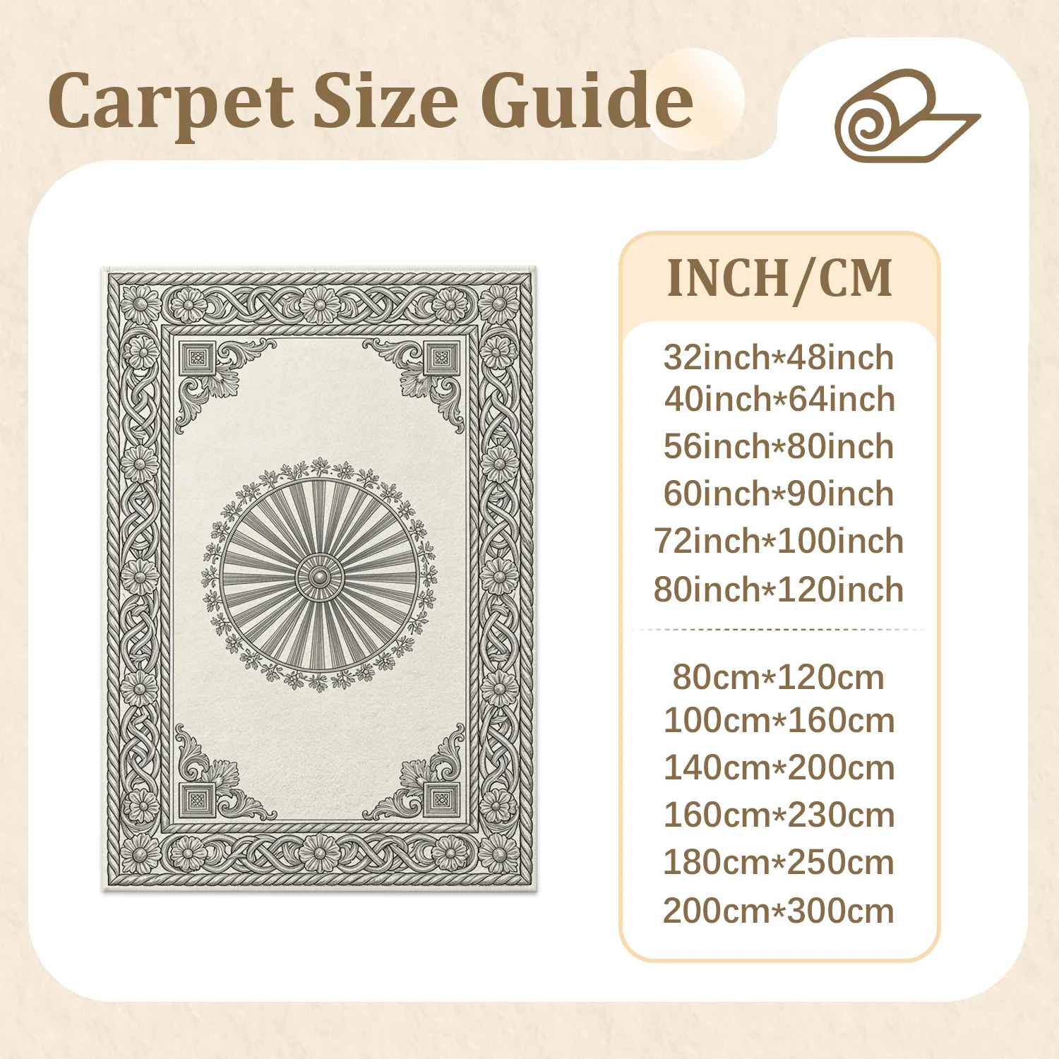 Ornate Floral Celtic Border Design Area Rug Velvet Machine Washable Floor Mat for Living Room Bedroom Dining Room Ideal for Halloween Thanksgiving Christmas New Year Home Decoration