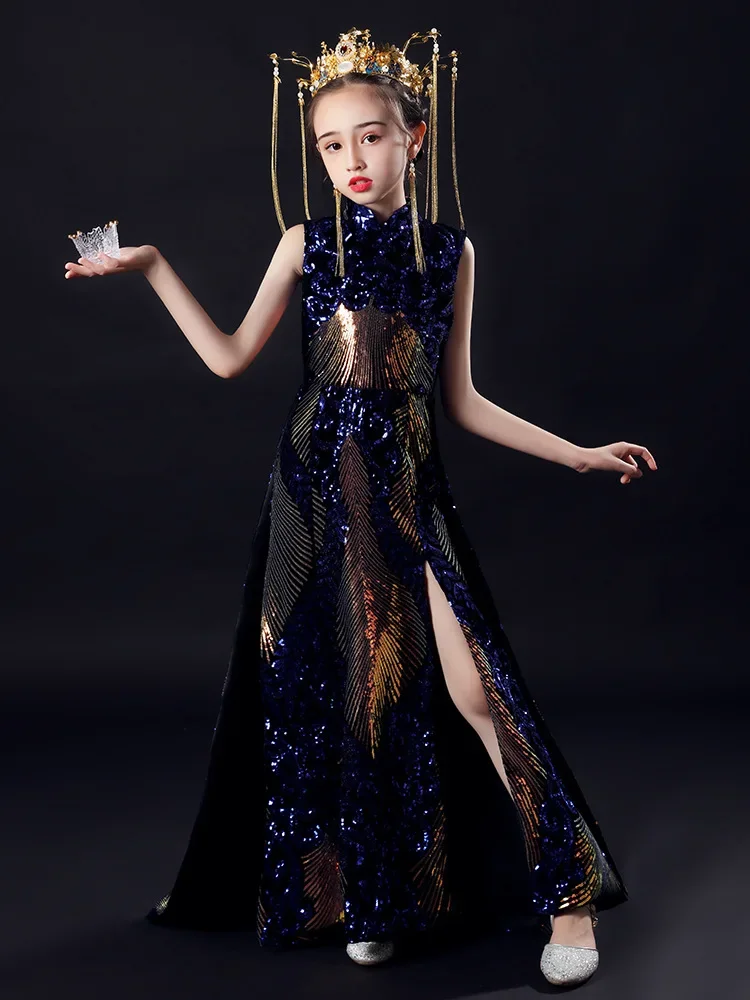 

Teenmiro Luxurious Banquet Dress for Junior Girls Children Elegant & Sexy Sequined Slim Fit Partywear Kids Evening Dresses