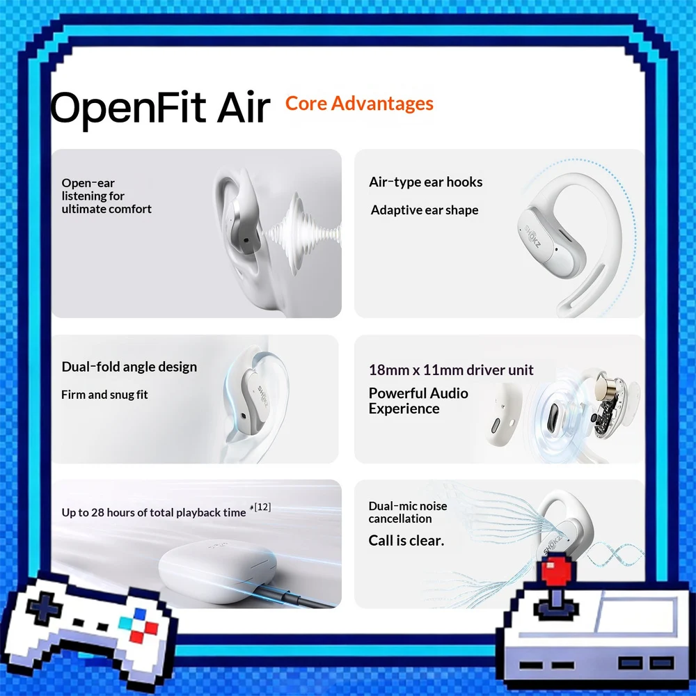 SHOKZ OpenFit Air Open Ear Earbuds Wireless Bluetooth Ear Hook Headphones for Running Gym Sports Daily Use