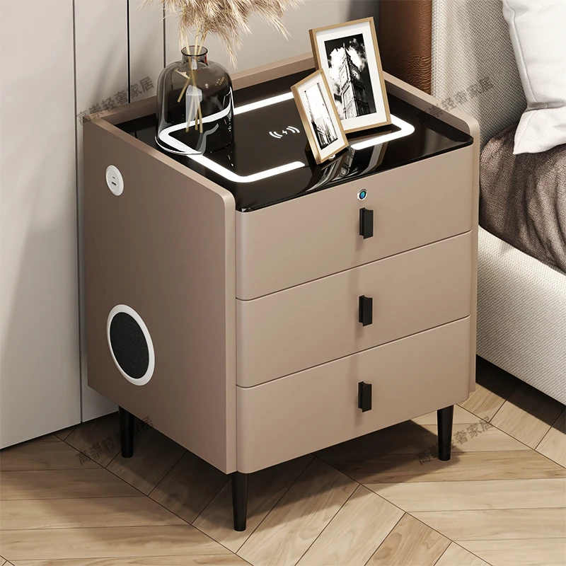 

Smart Solid Wood Bedside Tables Nordic Luxury Multifunction Nightstands Creativity Bedroom Furniture Muebles De Dormitorio FYNT