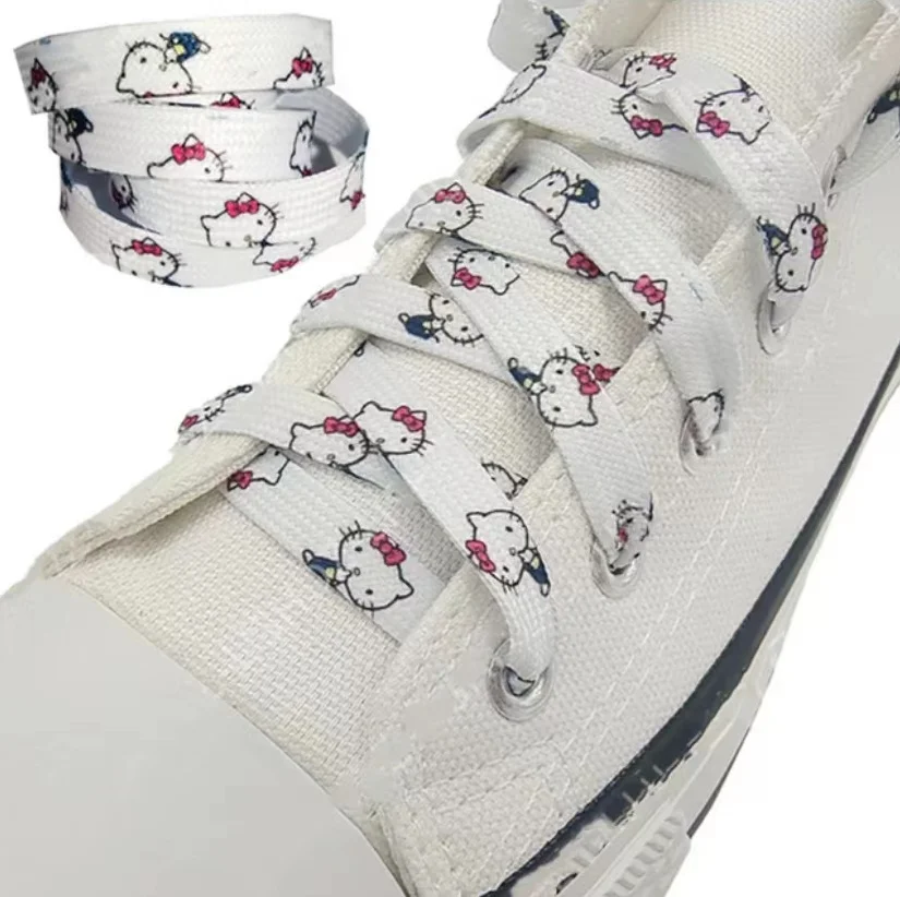 

Sanrio Hello Kitty My Melody Cinnamoroll Anime Cartoon Joke Fashion Canvas Small White Moving Shoe Accessory Graffiti Shoelace