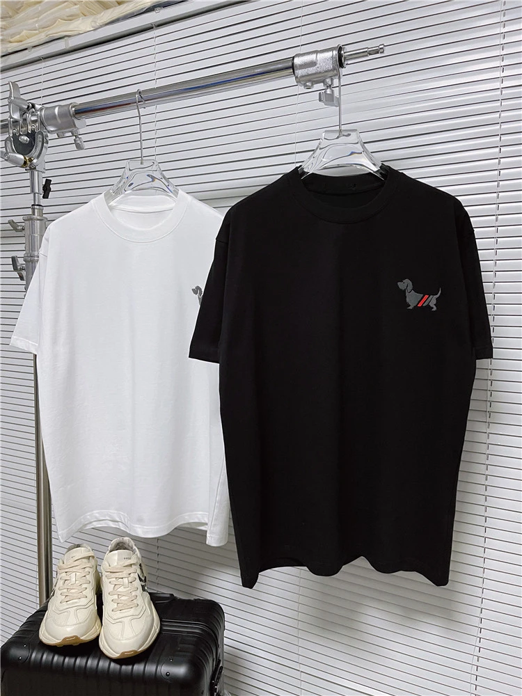 

Trend Korean Version of Pure Cotton Short Sleeve Men's and Women's T-shirt Dog Print Summer New Couple Casual Half Sleeve Top