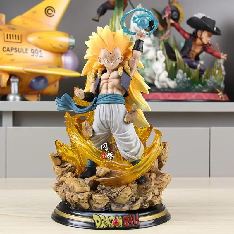 

Gotenks Dragon Ball Figurine Super 3 Gotenks Action Figures Can Emit Light PVC Anime Model Collection Ornaments Toys Gift