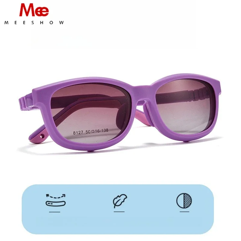 MEESHOW Classic Kids Silicone Clip on Sunglasses Myopia TR Eyeglasses Frames 133mm Children Polarized Sun Glasses Prescription