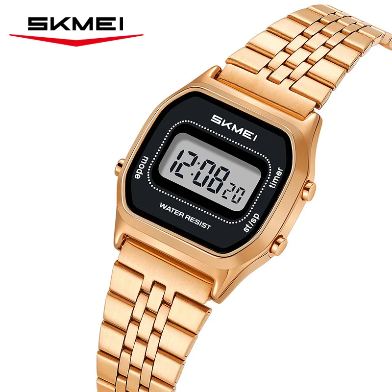 SKMEI 2651 Elegant Electronic Watch Waterproof Steel Strip Lightweight Women's Digital Watch Simple Yunda Watch Relojes De Mujer