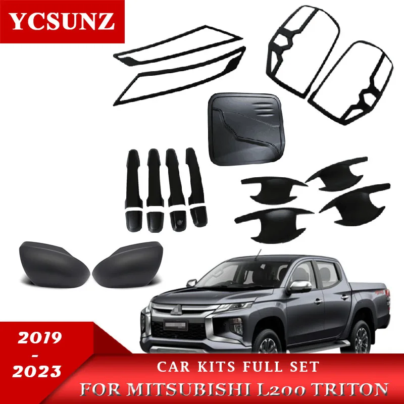 

ABS Car Black Kit Full Set For Mitsubishi L200 Triton MR 2019 2020 2021 2022 Double Cabin Accessories