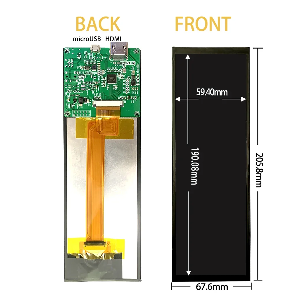 LESOWN 7.9 inch Stretched Bar Secondary Screen Display 7.84 Wide mini Long Strip HDMI IPS 400x1280 LCD Monitor for PC Computer