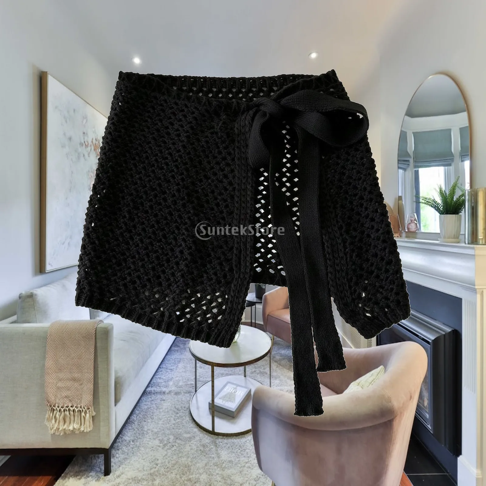 Overskirt Lightweight Knitted Overskirt Wrap Skirt Breathable for Women, Warm-Weather Wear, Casual Outings