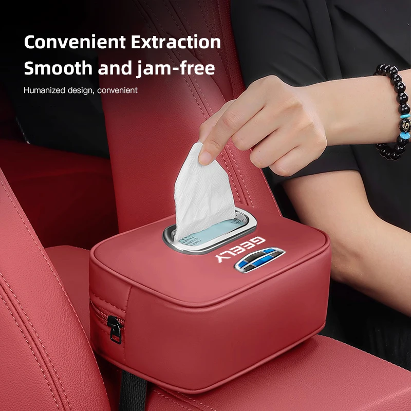 1Pcs Multifunctional Hanging Leather Tissue Paper Box Holder For Geely Monjaro Coolray Tugella Okavango Galaxy Auto Accessory