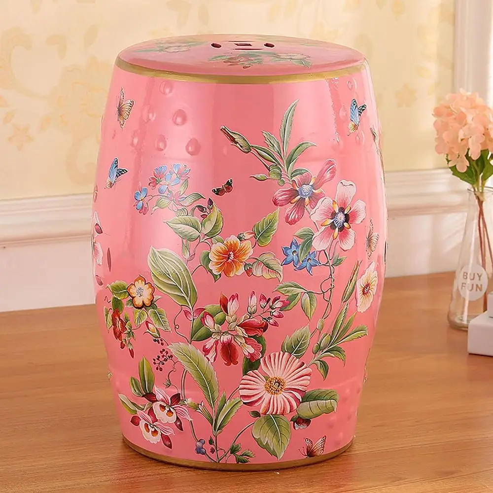

Ceic Garden Stool - Outdoor Drum Side Table, Bird and Style Indoor Plant Holder for Living Room, Patio, Balcony, A-Pink.