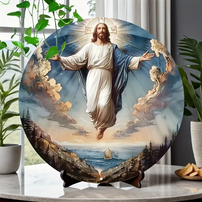Kunstdekorschild aus Aluminium mit Jesus-Motiv – HD-gedrucktes, langlebiges Metallposter für Zuhause und Weihnachtsgeschenke