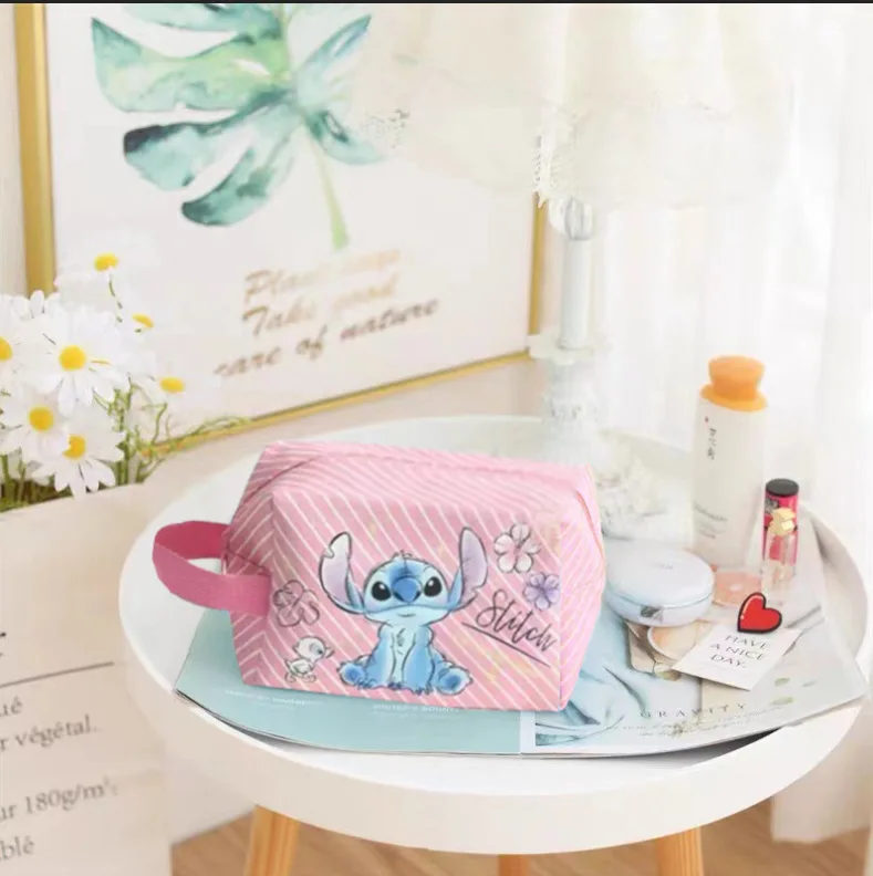 Stitch Disney Anime Lilo & Stitch Winnie The Pooh Cosmetic Bag Kawaii Stich Princess Makeup Cartoon Travel Storage Bag Girl Gift