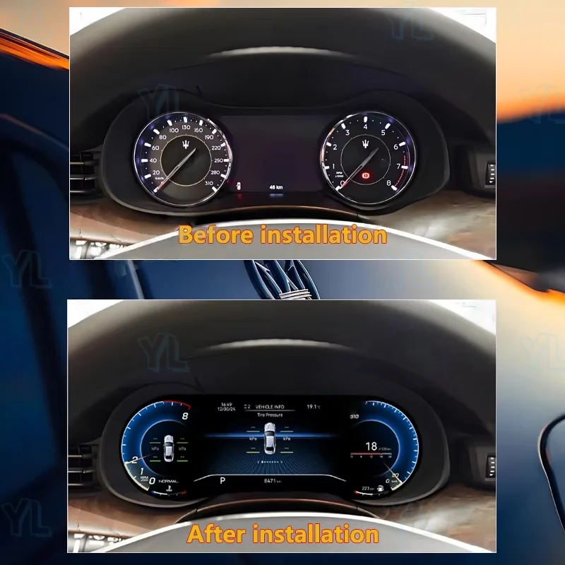 YL 12.3 نظام لينكس LCD لوحة قيادة السيارة عداد السرعة الرقمي لمازيراتي كواتروبورتي 2013-2023 لوحة قمرة القيادة الافتراضية #2