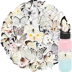 50PCS White Butterfly Stickers DIY Diary Laptop Luggage Skateboard Graffiti Decals Fun Children’s Classic Toys