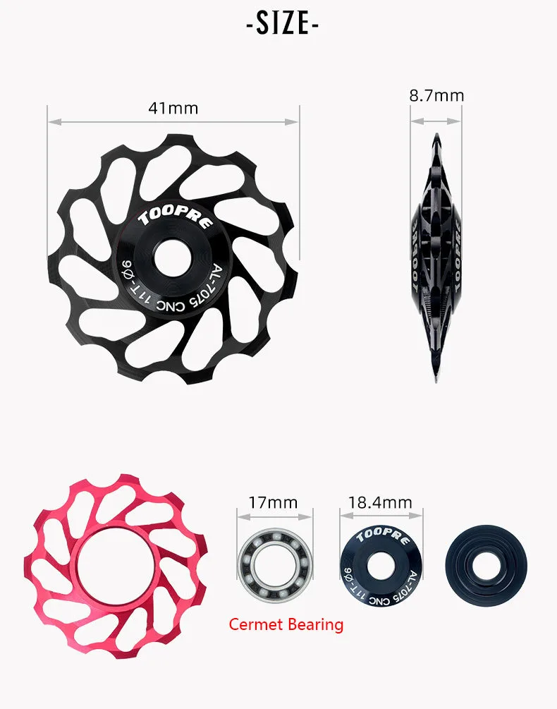 Bicycle Rear Derailleurs 11T Guide / Tension Pulleys Aluminum alloy Mountain Road Bike Transmission Cermet Bearing