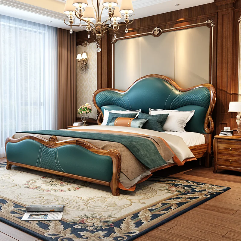 Luxury Queen Bed Frame Modern Designer Wood Headboard Frame Double Bed Aesthetic Sleeping Cama Matrimonio Furniture For Bedroom