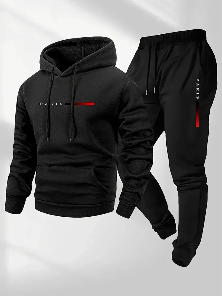 Daily Casual Sports Jogging Suit Pure Color Sportswear Male Home Outdoor Warm Outfit 2026 New in Men's Set Hoodie and Sweatpants