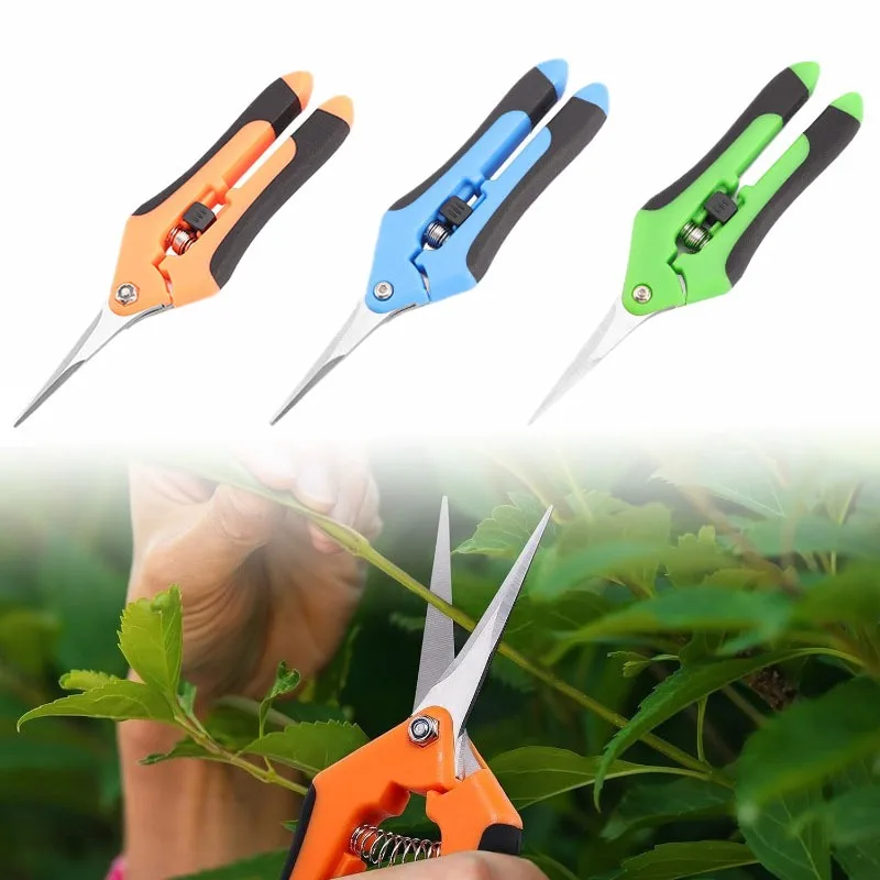 

Gardening Scissors Hand Pruner Pruning Shears Trimming Scissors with Straight Elbow Stainless Steel Blades for Plant 2 Pcs Set