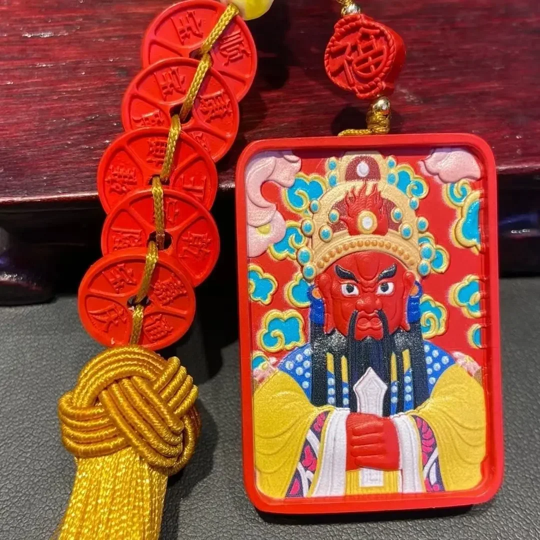 Original High Content Cinnabar Necklace Natural Cinnabar Painted God of Wealth To Sweater Chain Car Hanging Bag Bring in Wealth