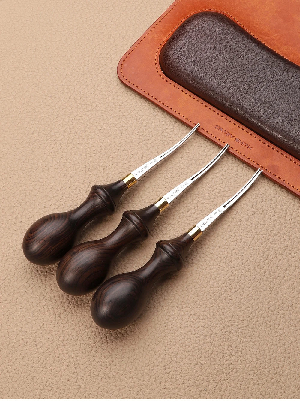 WUTA 1PC Leather Edge Beveler PRO Skiving Craft Work M390 / DC53 Steel Ebony Handle Cutter Edger Creaser Skiver Leather Tools