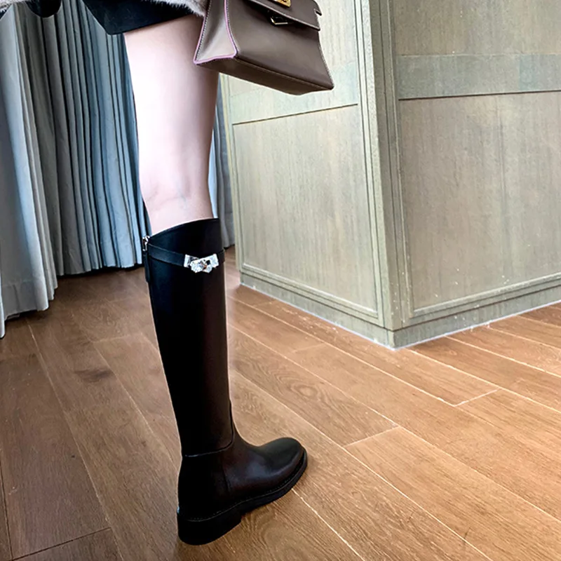 Long Tube Boots for Women In Autumn and Winter, New Thick Heels, Thick Soles, Plush, and Knee Length High Tube Knight Boots