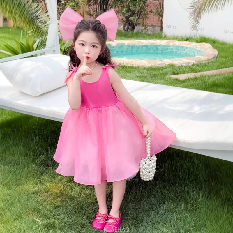 

Girls Red Princess Dress Summer New Costume Fashion Kids Ball Gown Piano Recital Performance Tutu Party Outfit Children Clothes